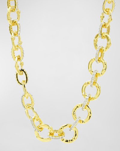 Shop Freida Rothman Chain Link Necklace With Gold Plating In Gold And Silver
