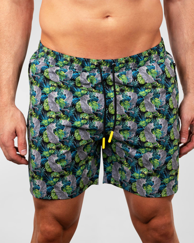 Shop Maceoo Men's Lion Swim Shorts In Tiger Green