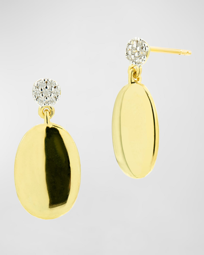Shop Freida Rothman Pave And Oval Drop Earrings In Gold