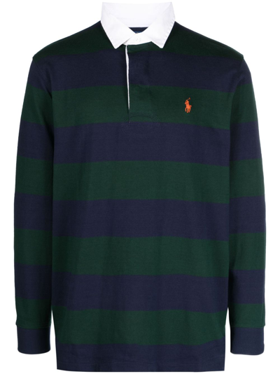 Shop Polo Ralph Lauren Green The Iconic Rugby Shirt In Blue