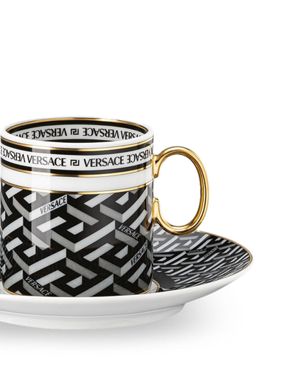 Versace La Greca Signature Espresso Cup And Saucer In Black