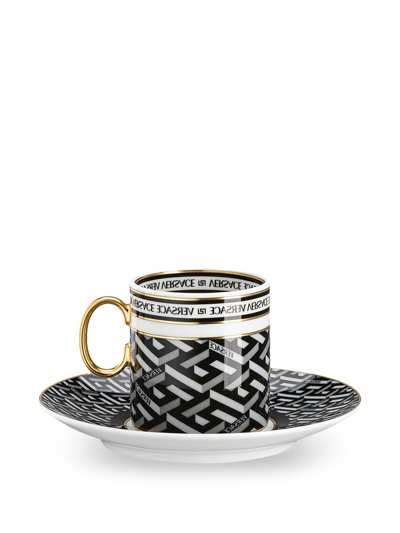 Versace La Greca Signature Espresso Cup And Saucer In Black