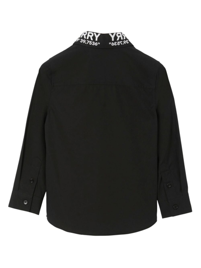 Shop Burberry Logo-lettering Embroidered Cotton Shirt In Black