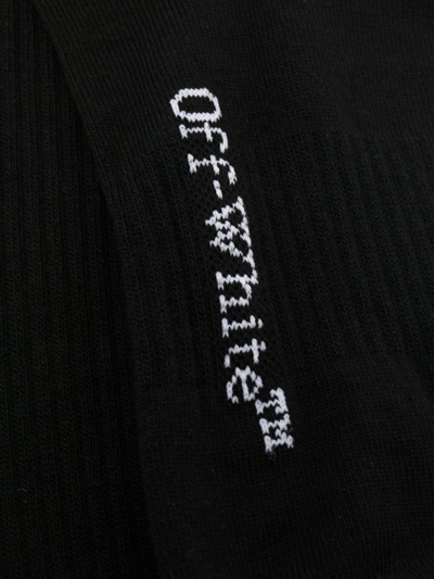 Shop Off-white Logo-print Striped Socks In Black