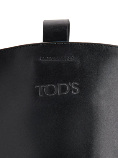 Shop Tod's Round-toe Leather Boots In Black