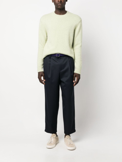 Shop Apc Renato Pleated Wool Trousers In Blue