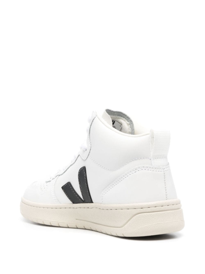 Shop Veja V-10 High-top Leather Sneakers In White