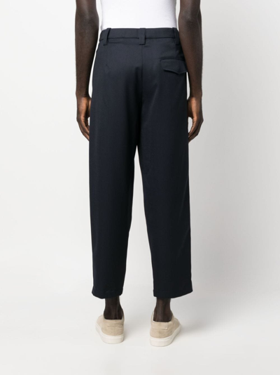 Shop Apc Renato Pleated Wool Trousers In Blue