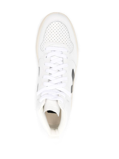 Shop Veja V-10 High-top Leather Sneakers In White