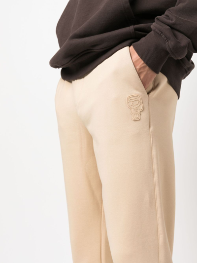 Shop Karl Lagerfeld Organic-cotton Blend Track Pant In Neutrals