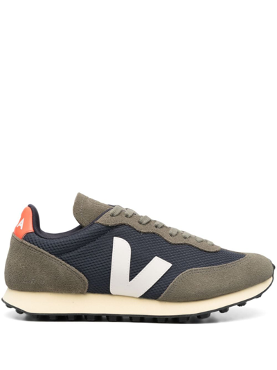 Veja Rio Branco Sneakers In Green Suede And Fabric In Blue