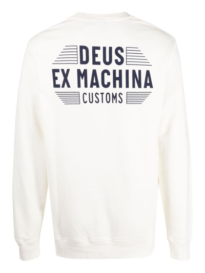 Shop Deus Ex Machina Logo-print Organic-cotton Sweatshirt In White