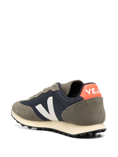 Veja Rio Branco Sneakers In Green Suede And Fabric In Blue