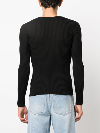 Shop There Was One Ribbed-knit Wool Jumper In Black