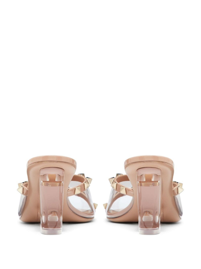 Valentino Rockstud-embellished Wedge Mules In Neutrals