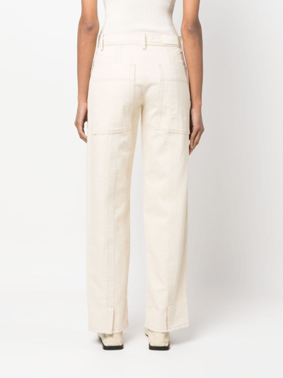 Shop Aeron Curl Straight-leg Cotton Trousers In Neutrals