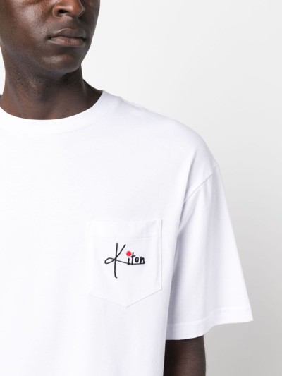 Shop Kiton Logo-embroidered Cotton T-shirt In White
