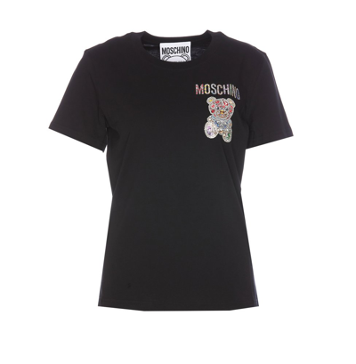 Shop Moschino Teddy Bear Printed Crewneck T In Black