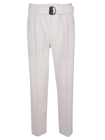 Shop Brunello Cucinelli Belted Trousers In Grey