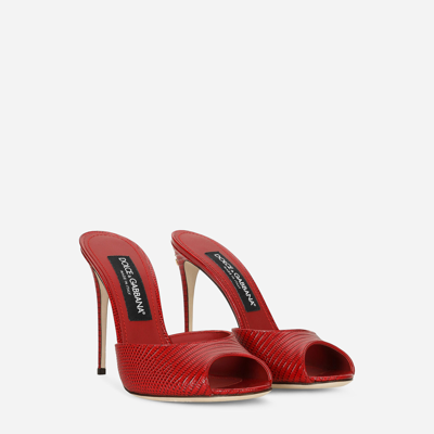 Shop Dolce & Gabbana Calfskin Mules In Red