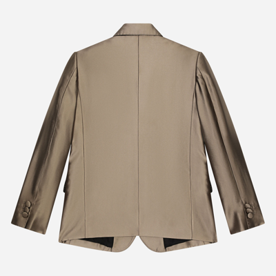 Dolce & Gabbana Classic Silk Mikado Two-button Sicilia-fit Jacket In Green