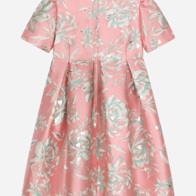 Dolce & Gabbana Abito Maniche Corte In Cloquet Floreale In Multicolor