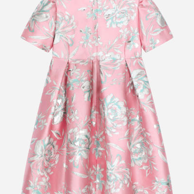 Shop Dolce & Gabbana Short-sleeved Floral Cloque Dress In Multicolor