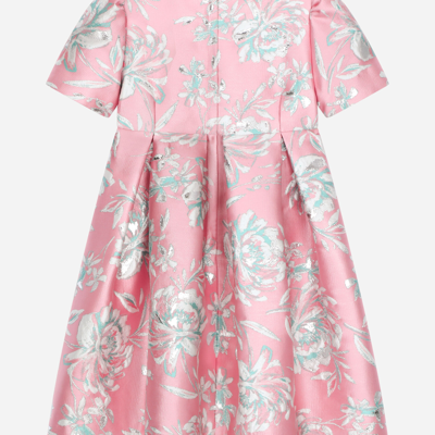 Dolce & Gabbana Abito Maniche Corte In Cloquet Floreale In Multicolor