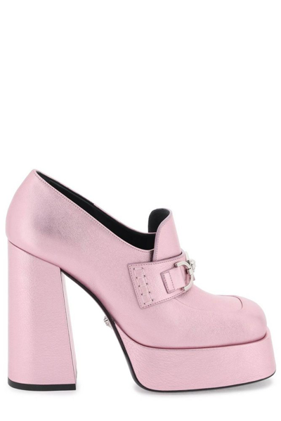 Shop Versace Medusa 95 Block Heel Pumps In Pink