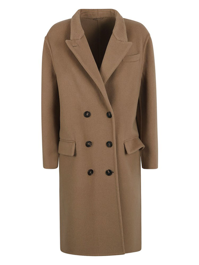 Shop Brunello Cucinelli Highneck Buttoned Coat In Brown
