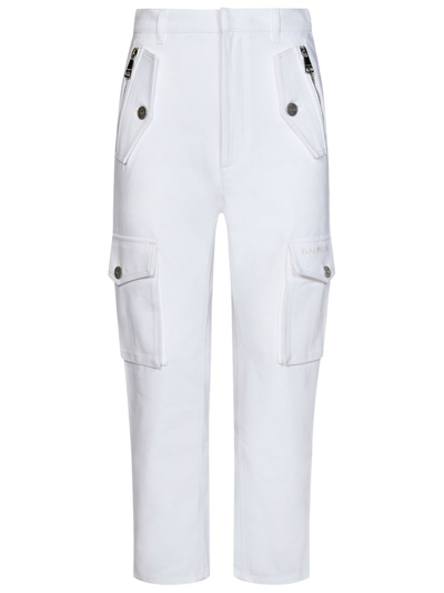 Shop Balmain Cargo Trousers In White