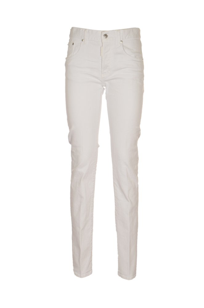 Shop Dsquared2 Logo Patch Tapered Leg Jeans In White