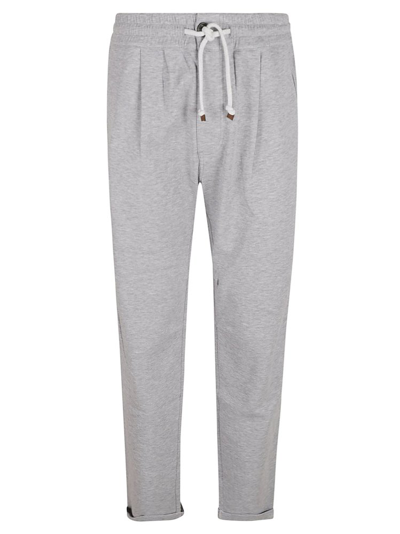 Shop Brunello Cucinelli Drawstring Tapered Leg Track Pants In Grey