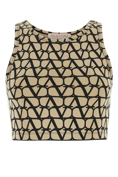 Shop Valentino Monogrammed Cropped Top In Multi