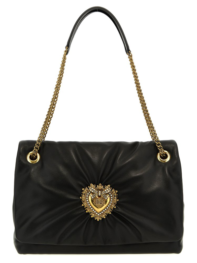 Shop Dolce & Gabbana Logo Embellished Devotion Shoulder Bag In Black