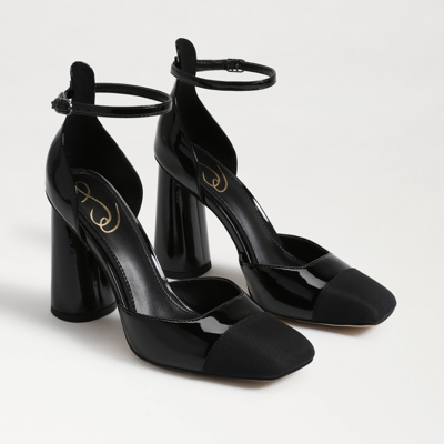 Shop Sam Edelman Cristine Ankle Strap Block Heel Black Patent