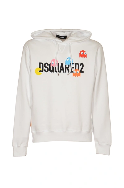 Shop Dsquared2 Pac-man Cool Fit Hoodie In White