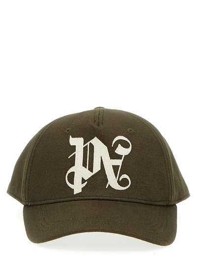 Shop Palm Angels Pa Monogram Cap In Brown Off White