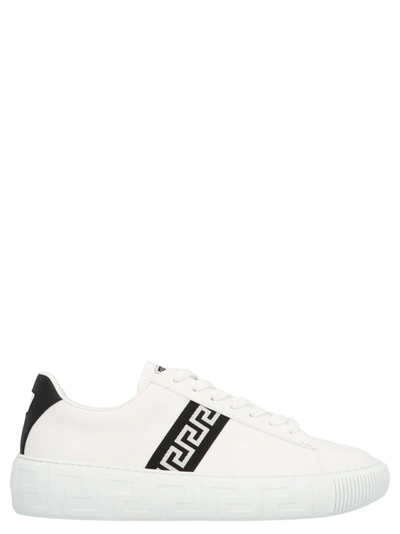 Shop Versace Greek Sneakers In Bianco