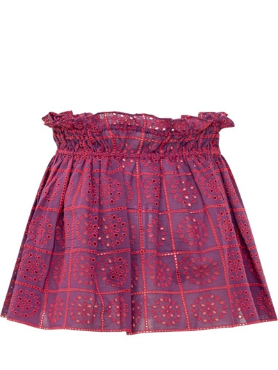 Shop Ganni Broderie Anglaise Mini Skirt In Purple