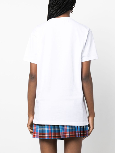 Shop Vivienne Westwood Orb-embroidered Cotton T-shirt In Weiss