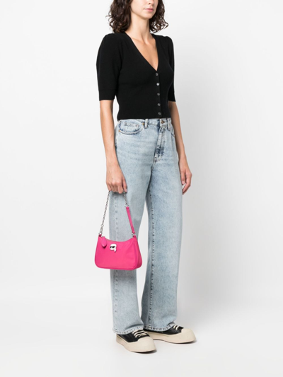 Shop Karl Lagerfeld Ikonik Karl Patch Shoulder Bag In Rosa