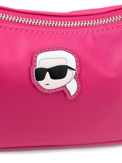 Shop Karl Lagerfeld Ikonik Karl Patch Shoulder Bag In Rosa
