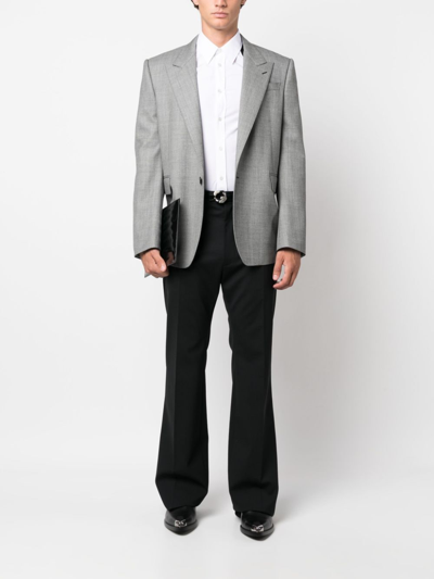 Shop Alexander Mcqueen Single-breasted Wool Blazer In Grau