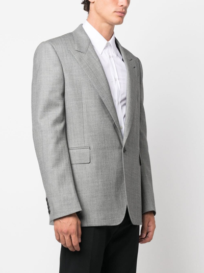 Shop Alexander Mcqueen Single-breasted Wool Blazer In Grau