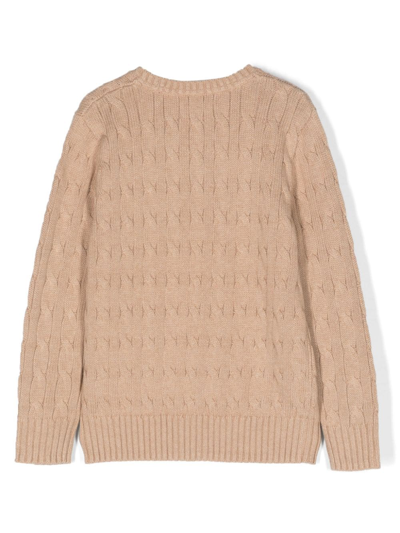 Shop Ralph Lauren Polo Pony Cable-knit Jumper In Nude