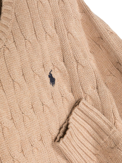 Shop Ralph Lauren Polo Pony Cable-knit Jumper In Nude