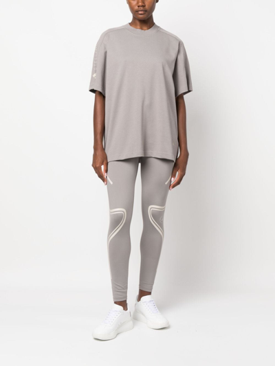 Shop Adidas By Stella Mccartney Logo Print Performance Leggings In Grau