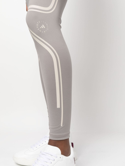 Shop Adidas By Stella Mccartney Logo Print Performance Leggings In Grau