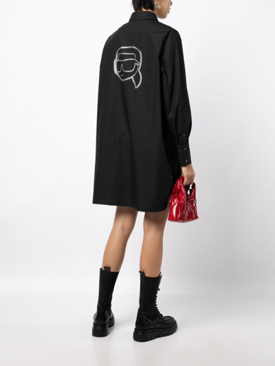 Karl Lagerfeld Logo-embossed Cotton Shirt Dress In Schwarz